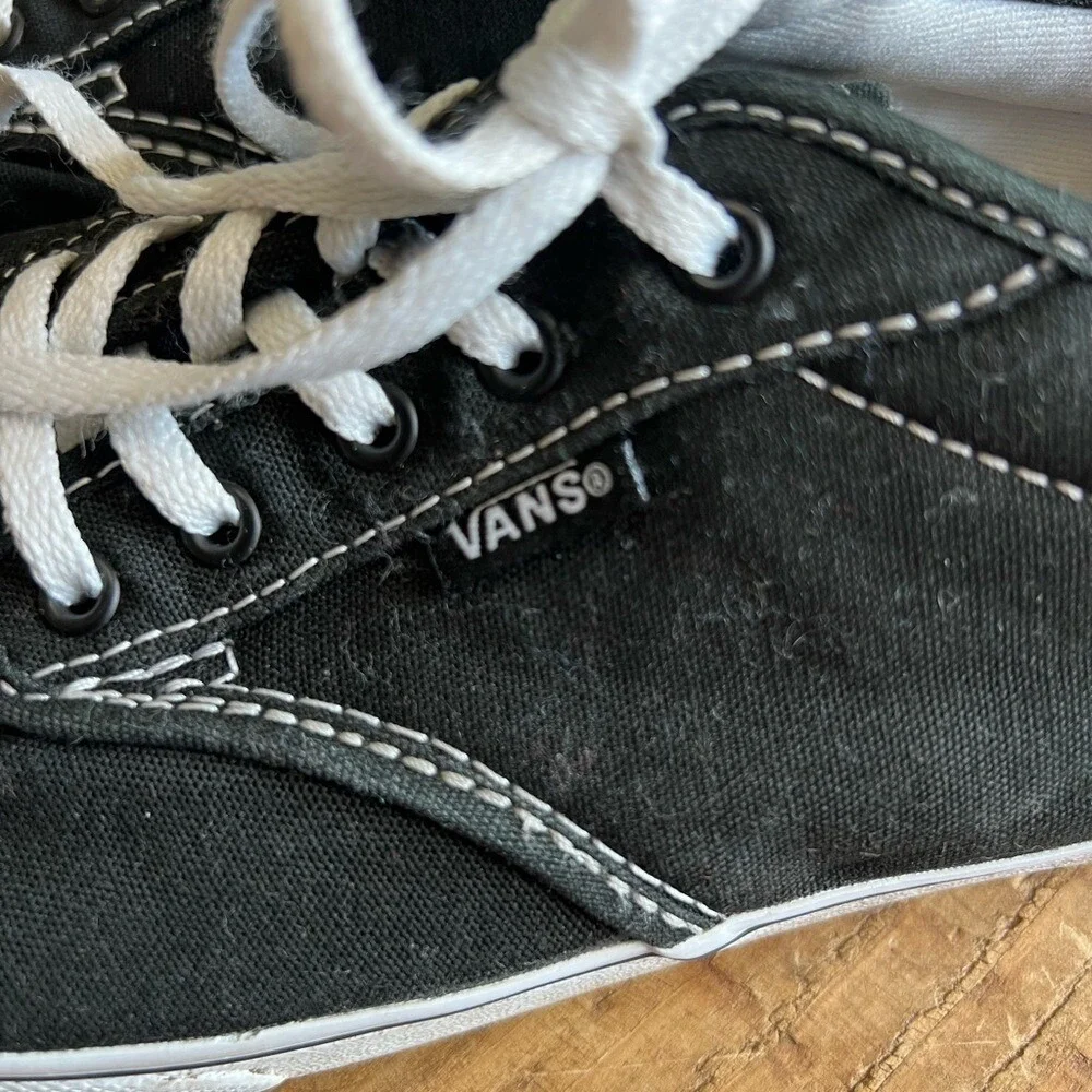 Vans Canvas Sneakers Black Low Top Lace Up Casual Comfort‎ Shoes Size 8.5